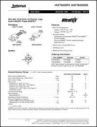 HUF76432P3 datasheet: 55A, 60V, 0.019 Ohm, N-Channel, Logic Level UltraFET Power MOSFET HUF76432P3