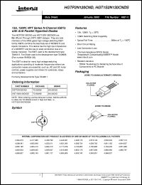 HGTP2N120CND datasheet: 13A, 1200V, NPT Series N-Channel IGBTs with Anti-Parallel Hyperfast Diodes HGTP2N120CND