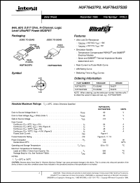 HUF76437S3S datasheet: 64A, 60V, 0.017 Ohm, N-Channel, Logic Level UltraFET Power MOSFET HUF76437S3S