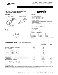HUF76645S3S datasheet: 75A, 100V, 0.015 Ohm, N-Channel, Logic Level UltraFET Power MOSFET HUF76645S3S
