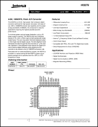 HI3276 datasheet: 8-Bit, 160MSPS, Flash A/D Converter HI3276