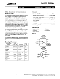 CA3080 datasheet: 2MHz, Operational Transconductance Amplifier CA3080