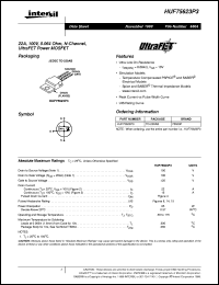 HUF75623P3 datasheet: 22A, 100V, 0.064 Ohm, N-Channel, UltraFET Power MOSFET HUF75623P3