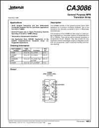 CA3086 datasheet: General Purpose NPN Transistor Array CA3086