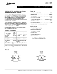 HFA1150 datasheet: 700MHz, SOT-23, Low Distortion Current Feedback Operational Amplifier HFA1150
