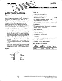 CA3098 datasheet: Programmable Schmitt Trigger with Memory, Dual Input Precision Level Detector CA3098