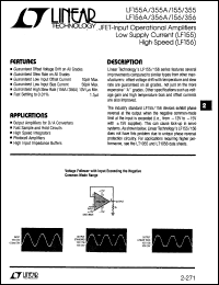 LF155 datasheet: JFET-Input Operational Amplifiers Low Supply Current LF155
