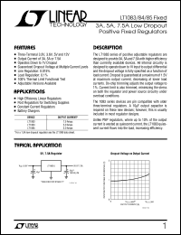 LT1083-FIXED datasheet: 7.5, 5A, 3A Low Dropout Positive Fixed Regulators LT1083-FIXED