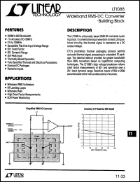 LT1088 datasheet: Wideband RMS-DC Converter Building Block LT1088