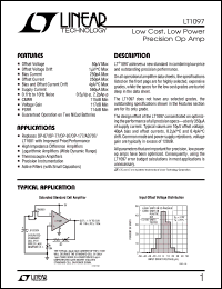 LT1097 datasheet: Low Cost, Low Power  Precision Op Amp LT1097