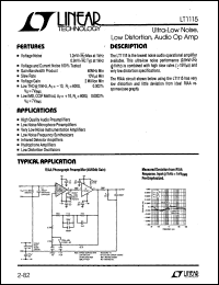 LT1115 datasheet: Ultra-Low Noise, Low Distortion, Audio Op Amp LT1115