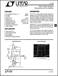 LT1191 datasheet: Ultra High Speed Operational Amplifier LT1191