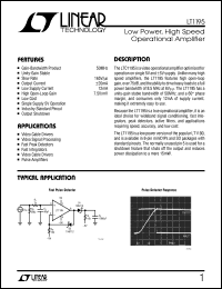 LT1195 datasheet: Low Power, High Speed Operational Amplifier LT1195