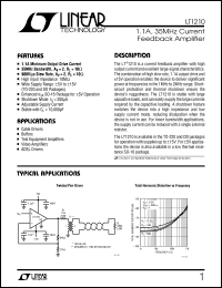 LT1210 datasheet: 1.1A, 35MHz Current Feedback Amplifier (CFA) LT1210