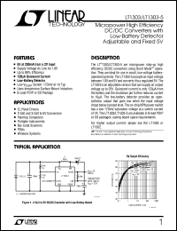 LT1303 datasheet: Micropower High Efficiency DC/DC Converters with  Low-Battery Detector Adjustable and Fixed 5V  000175 LT1303