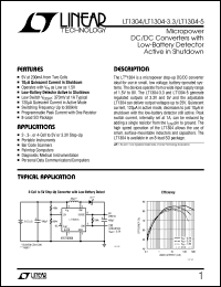 LT1304-5 datasheet: MicropowerDC/DC Converters with Low-Battery DetectorActive in Shutdown LT1304-5