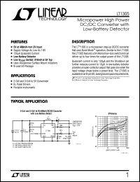 LT1305 datasheet: Micropower High PowerDC/DC Converter withLow-Battery Detector LT1305