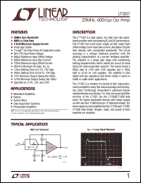 LT1357 datasheet: 25MHz, 600V/s Op Amp LT1357