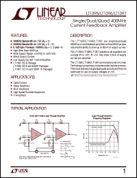 LT1397 datasheet: Single/Dual/Quad 400MHz  Current Feedback Amplifier LT1397