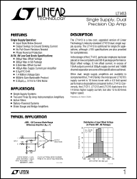 LT1413 datasheet: Single Supply, Dual Precision Op Amp LT1413