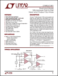 LT1490 datasheet: Dual and Quad Micropower Rail-to-Rail Input and Output Op Amps LT1490
