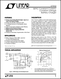 LT1512 datasheet: SEPIC Constant-Current/  Constant-Voltage  Battery Charger LT1512