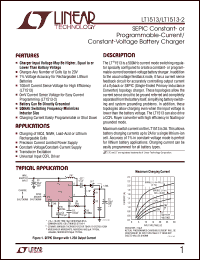 LT1513 datasheet: SEPIC Constant- or  Programmable-Current/ Constant-Voltage Battery Charger LT1513