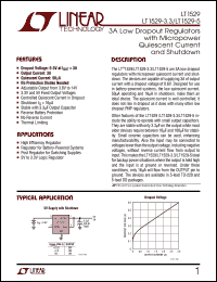 LT1529 datasheet: 3A Low Dropout Regulators  with Micropower  Quiescent Current  and Shutdown LT1529