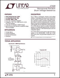 LT1634 datasheet: Micropower Precision Shunt Voltage Reference LT1634