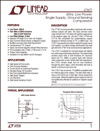 LT1671 datasheet: 60ns, Low Power, Single Supply, Ground-Sensing  Comparator LT1671
