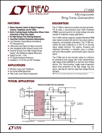 LT1684 datasheet: Micropower Ring Tone Generator LT1684