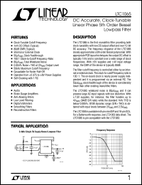 LTC1065 datasheet: DC Accurate, Clock-Tunable Linear Phase 5th Order Bessel Lowpass Filter LTC1065