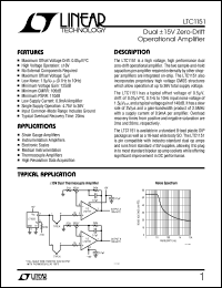 LTC1151 datasheet: Dual 15V Zero-Drift Operational Amplifier LTC1151