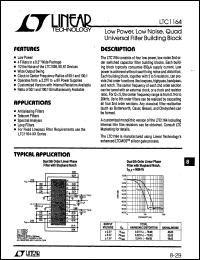 LTC1164 datasheet: Low Power, Low Noise, Quad Universal Filter Building Block LTC1164