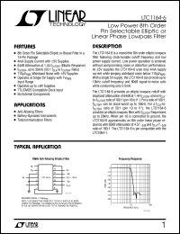 LTC1164-6 datasheet: Low Power 8th Order Pin Selectable Elliptic or Linear Phase Lowpass Filter LTC1164-6