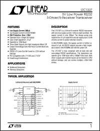 LTC1337 datasheet: 5V Low Power RS232 3-Driver/5-Receiver Transceiver LTC1337