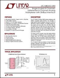 LTC1393 datasheet: Single-Ended 8-Channel/ Differential 4-Channel Analog Multiplexer with SMBus Interface LTC1393
