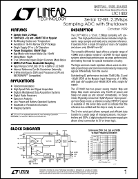 LTC1402 datasheet: Serial 12-Bit, 2.2Msps Sampling ADC with Shutdown LTC1402