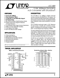 LTC1409 datasheet: 12-Bit, 800ksps Sampling A/D Converter with Shutdown LTC1409