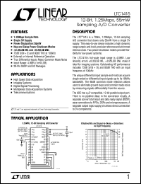 LTC1415 datasheet: 12-Bit, 1.25Msps, 55mW Sampling A/D Converter LTC1415