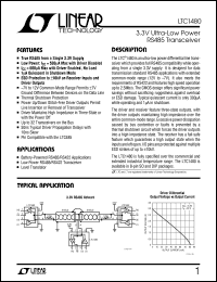 LTC1480 datasheet: 3.3V Ultra-Low Power RS485 Transceiver LTC1480