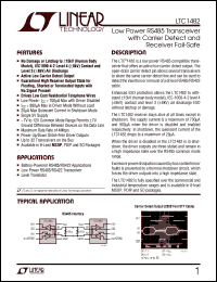 LTC1482 datasheet: Low Power RS485 Transceiver with Carrier Detect and  Receiver Fail-Safe LTC1482