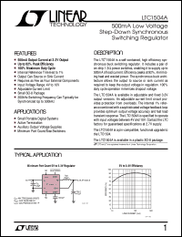 LTC1504A datasheet: 500mA Low Voltage Step-Down Synchronous Switching Regulator LTC1504A