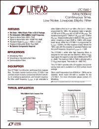 LTC1560-1 datasheet: 1MHz/500kHz Continuous Time Low Noise, Lowpass Elliptic Filter LTC1560-1