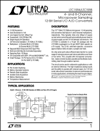 LTC1598 datasheet: 4- and 8-Channel, Micropower Sampling  12-Bit Serial I/O A/D Converter LTC1598