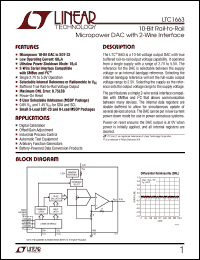 LTC1663 datasheet: 10-Bit Rail-to-Rail Micropower DAC with 2-Wire Interface LTC1663