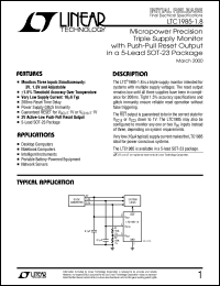 LTC1985-1.8 datasheet: Micropower Precision Triple Supply Monitor  with Push-Pull Reset Output  in a 5-Lead SOT-23 Package LTC1985-1.8