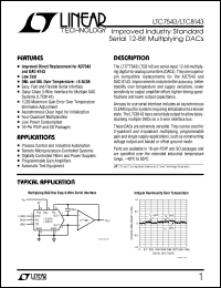 LTC7543 datasheet: Improved Industry Standard Serial 12-Bit Multiplying DACs LTC7543