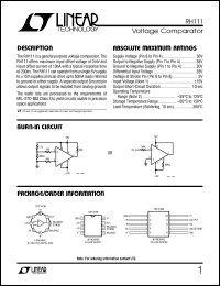 RH111 datasheet: Voltage Comparator RH111