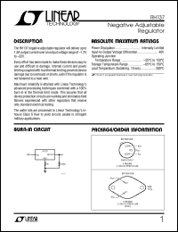 RH137 datasheet: Negative Adjustable Regulator RH137